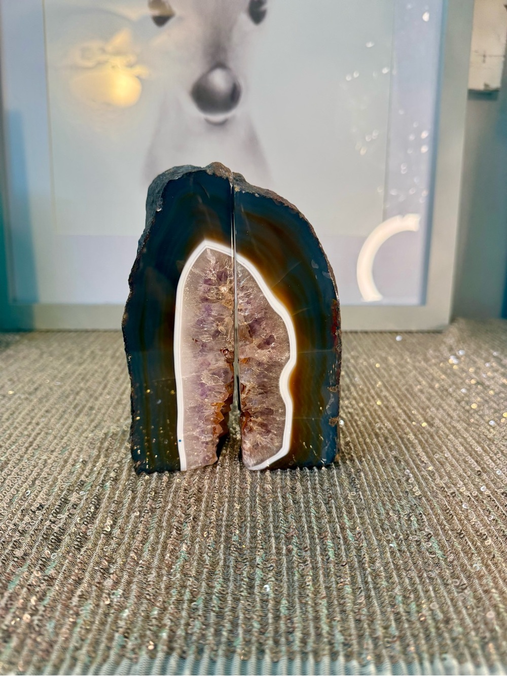 🌸H19 - Natural Agate Geode Bookends (Amethyst)💜🛍️